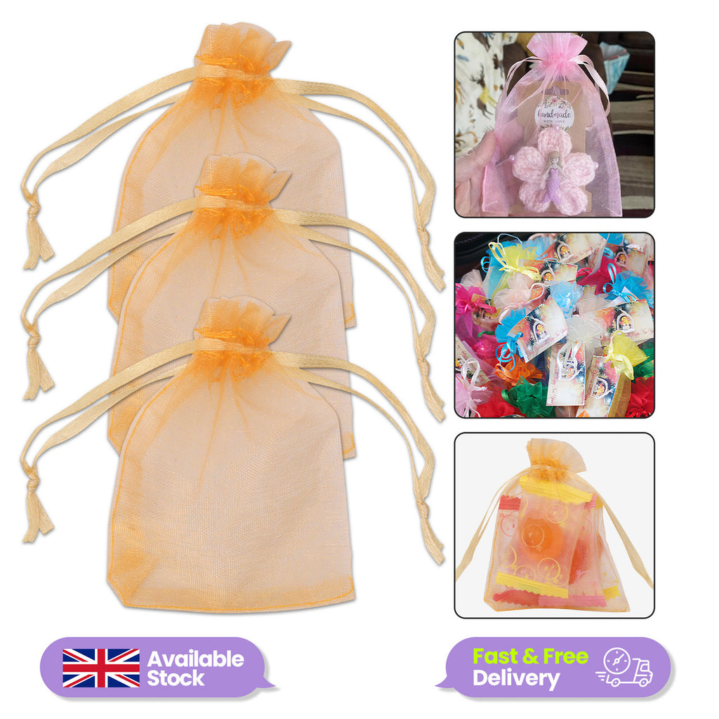 Organza Bags - 7cm x 9cm - 100pcs - Gold