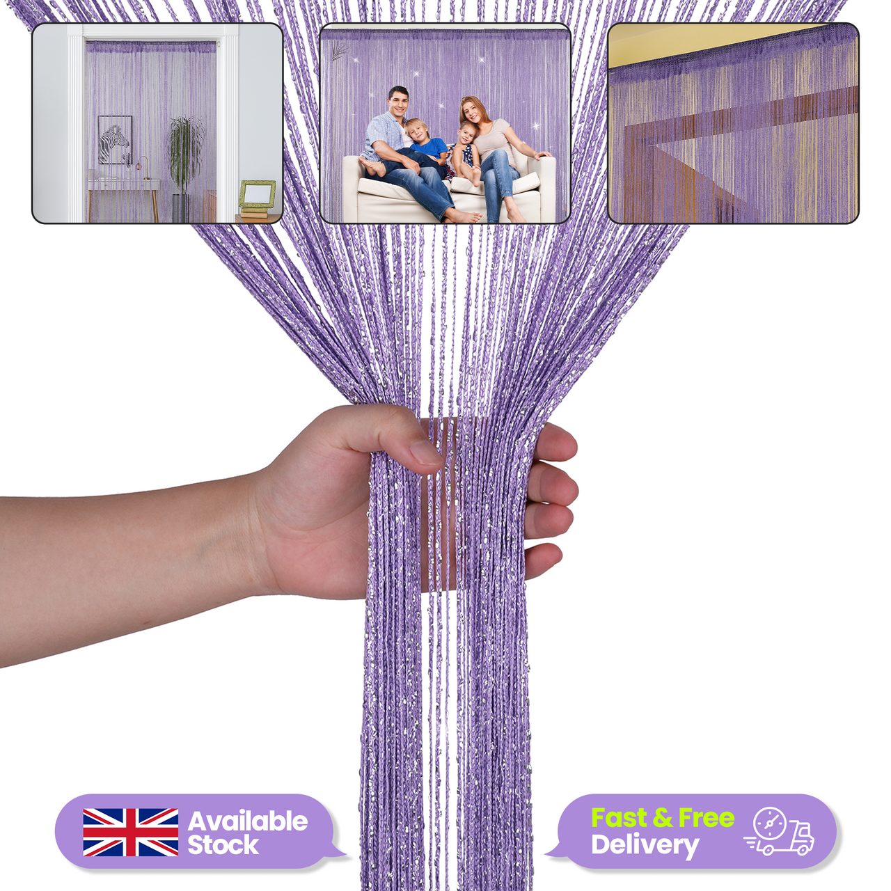 String Curtain Panel - Light Purple
