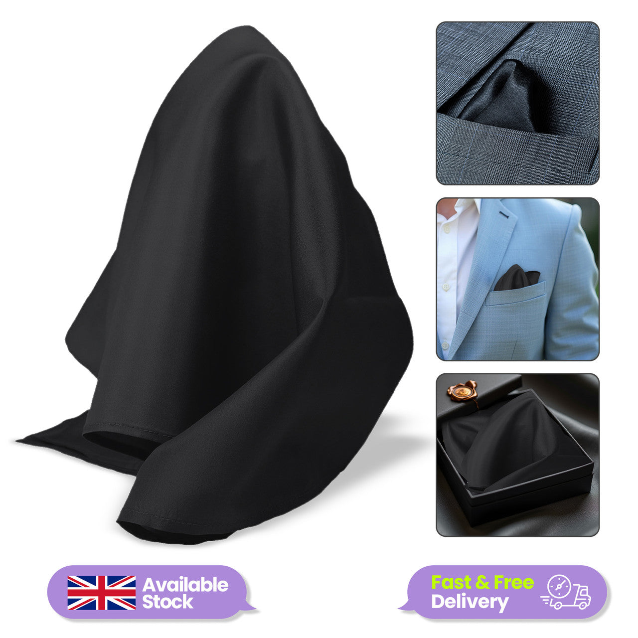 Pocket Square Handkerchief - Black