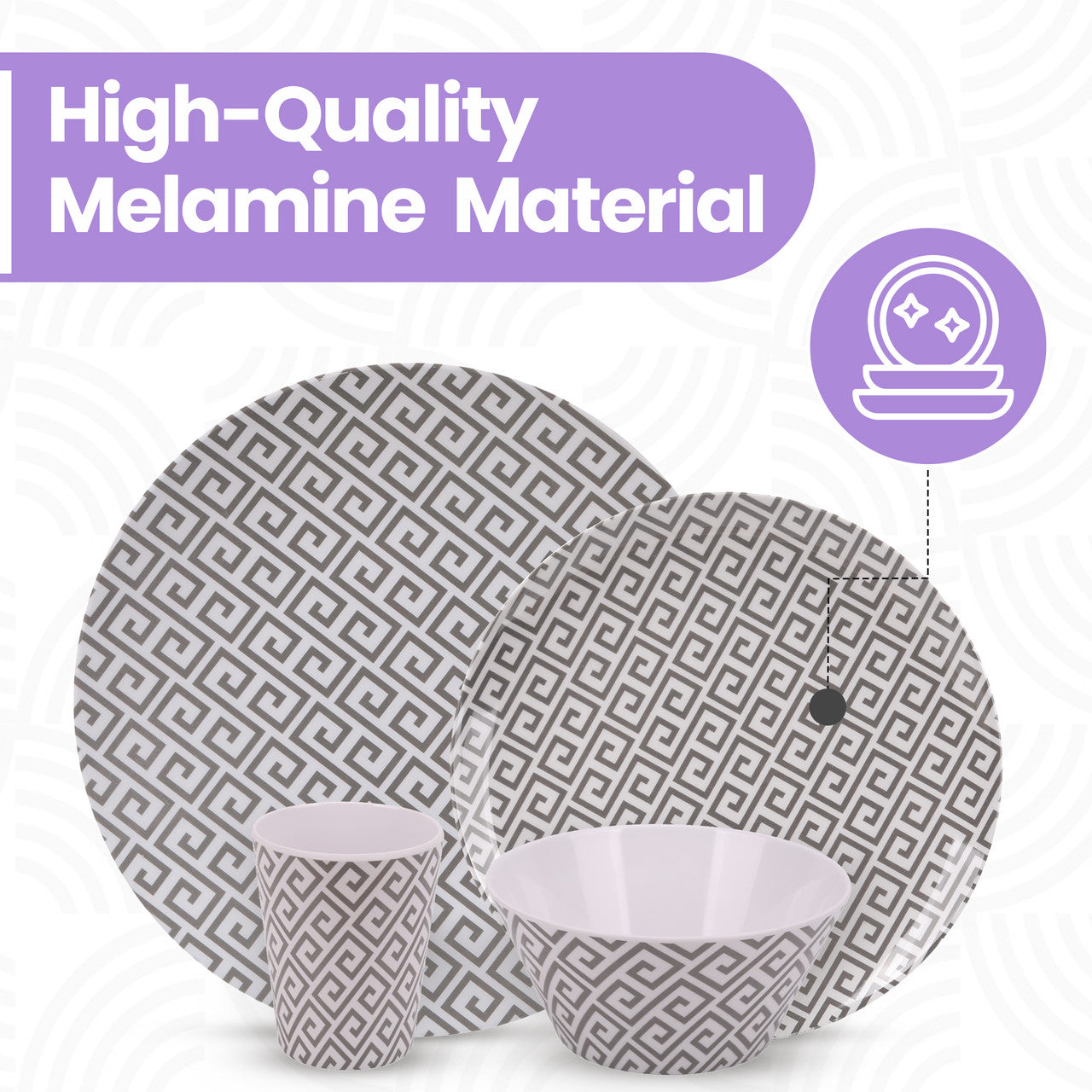 Geometric Design Melamine BBQ and Party Set - 16pcs