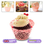25x Laser Cut Cupcake Wrappers - Pink