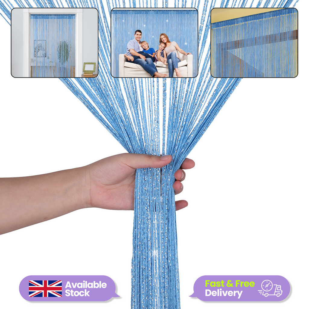 String Curtain Panel - Sky Blue