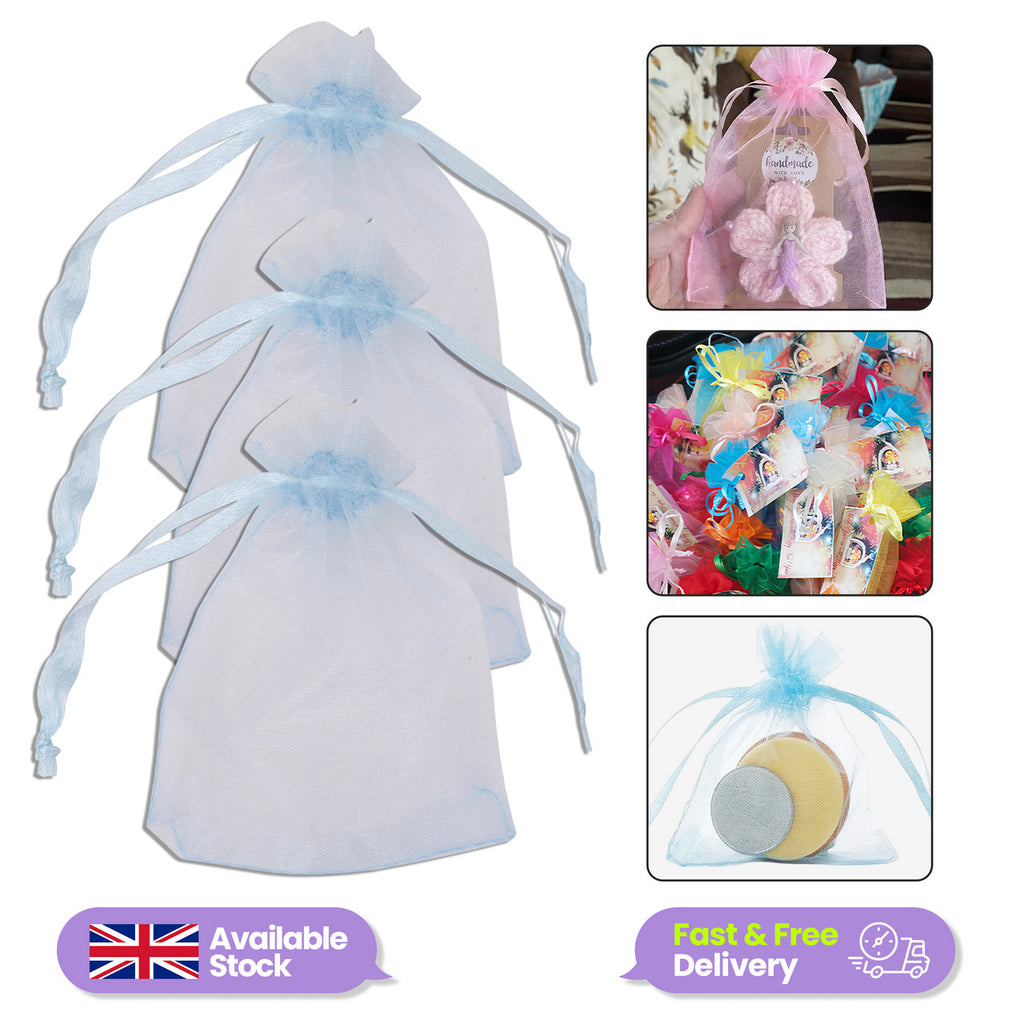 Organza Bags - 7cm x 9cm - 100pcs - Blue