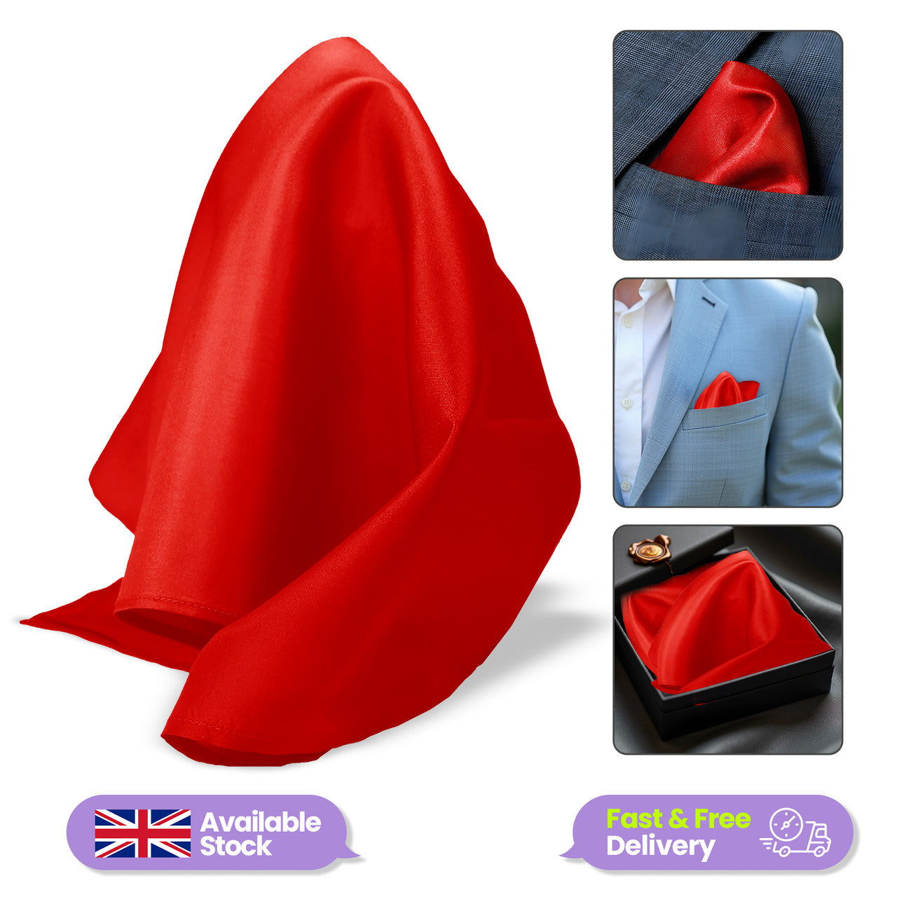 Pocket Square Handkerchief - Red