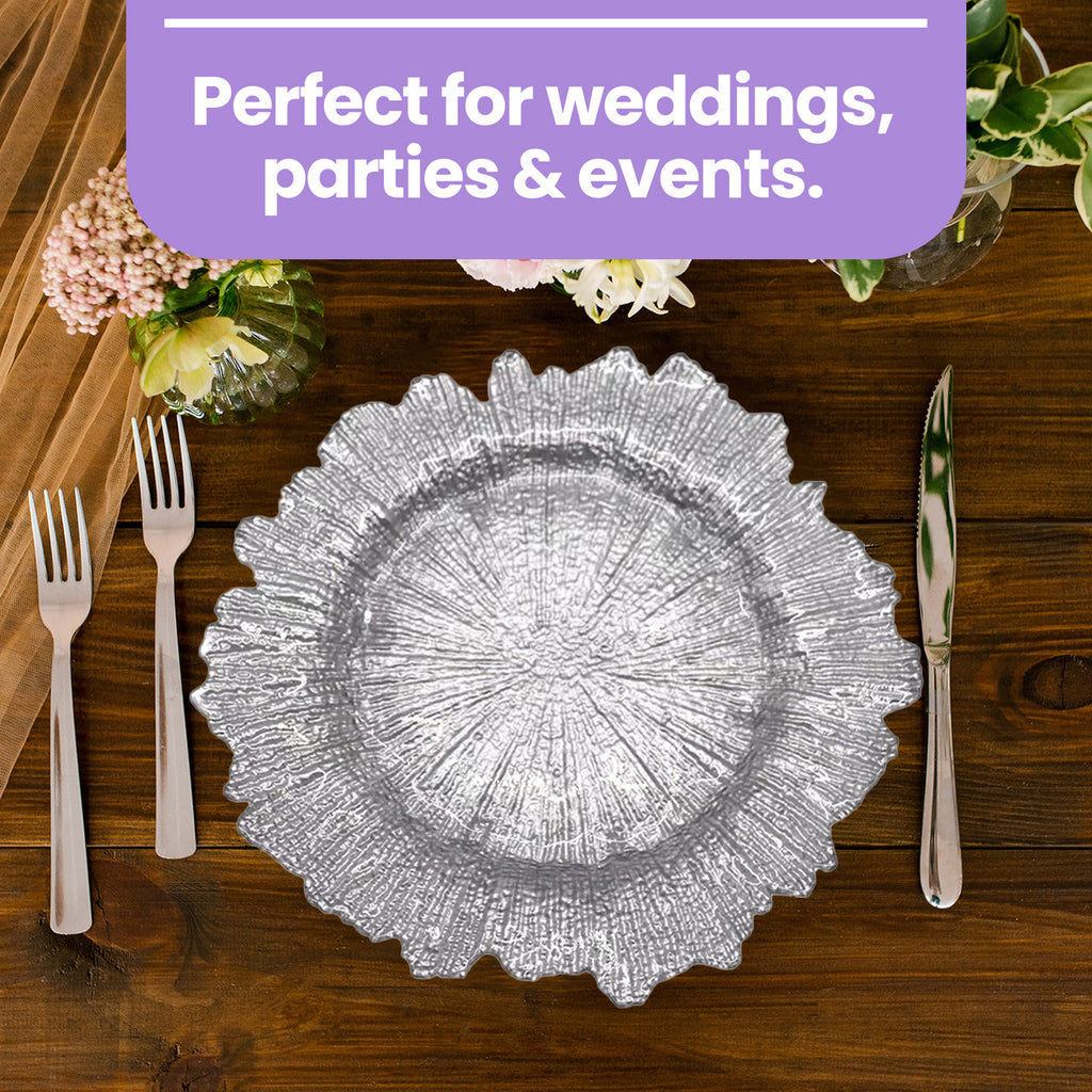 Round Charger Plate - Vintage Silver x 6