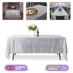 Sequin Rectangle Sparkly Tablecloth - Silver