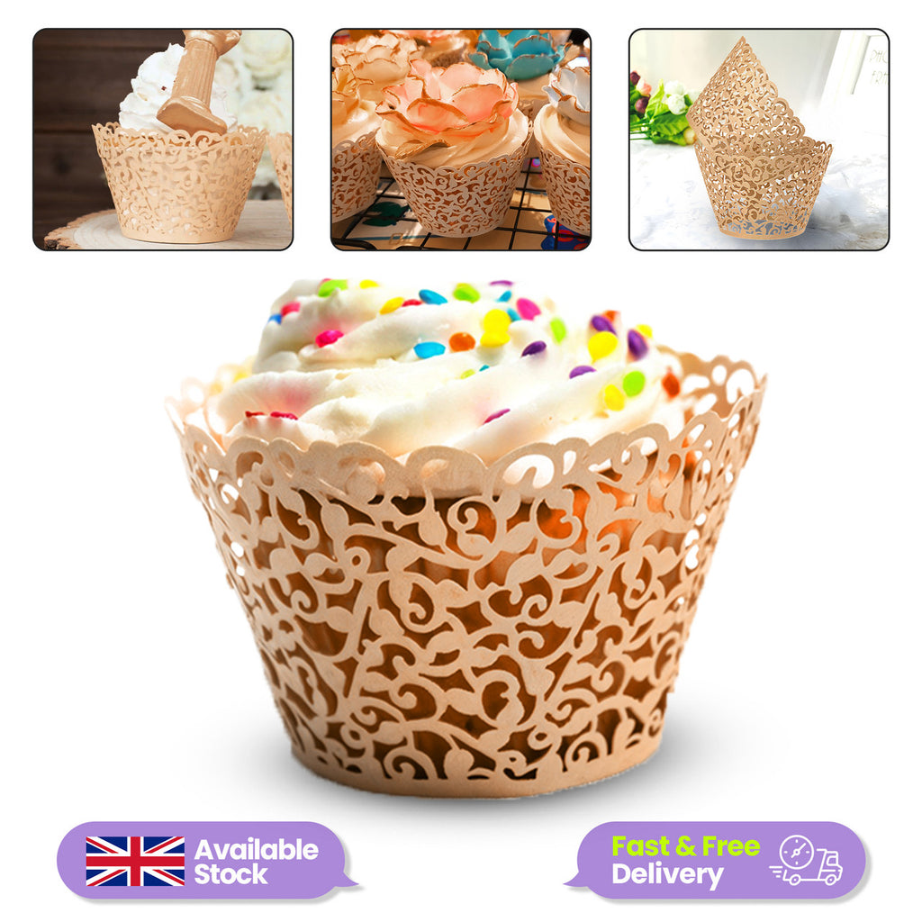 25x Laser Cut Cupcake Wrappers - Ivory