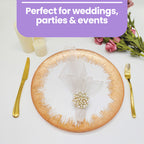 13" Round Charger Plate - Clear with Copper Textured Trim