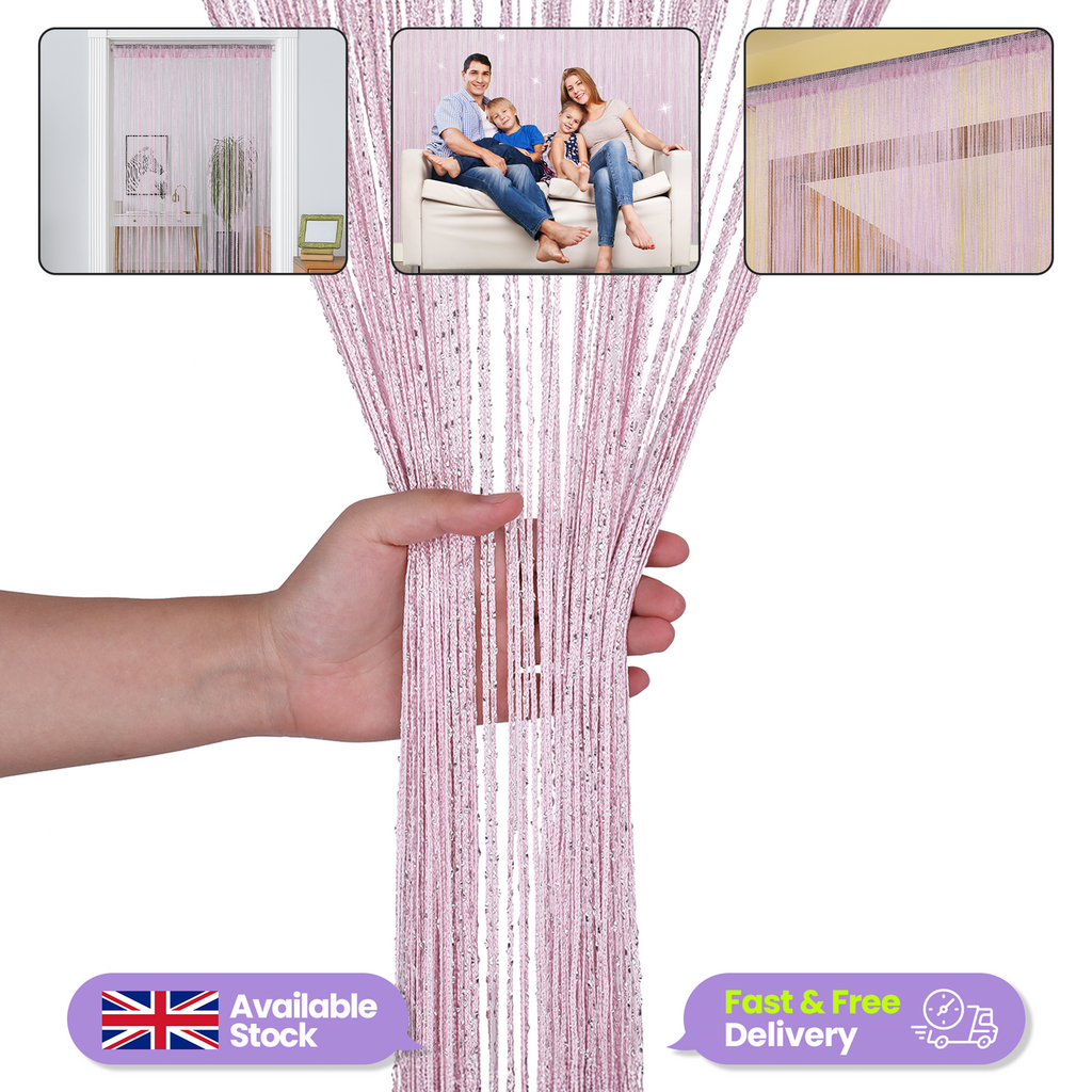 String Curtain Panel - Pink