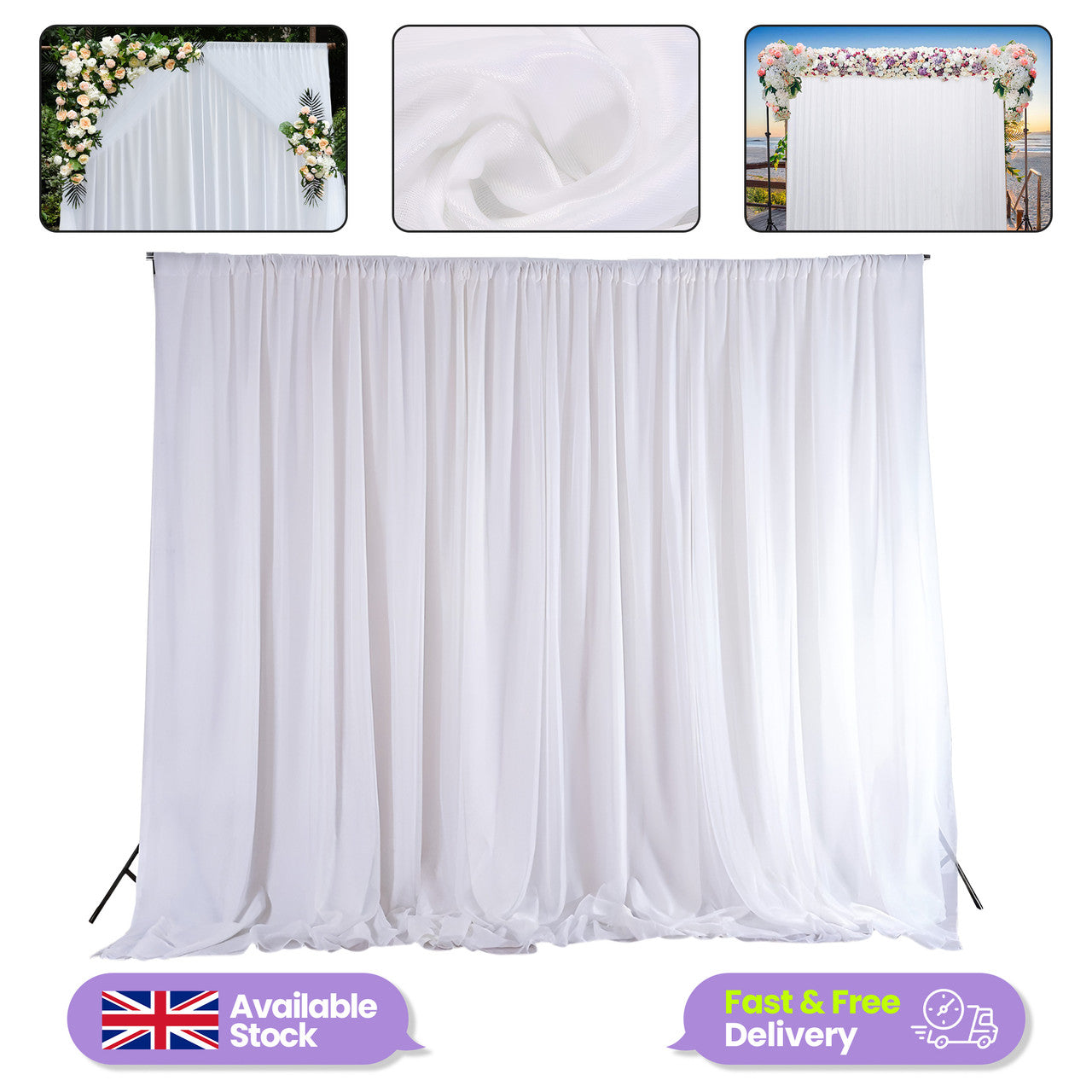 100GSM Ice Silk Photography Backdrop (No Swag) - White