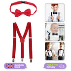 Kids Braces with Bow Tie - 25mm - Burgundy