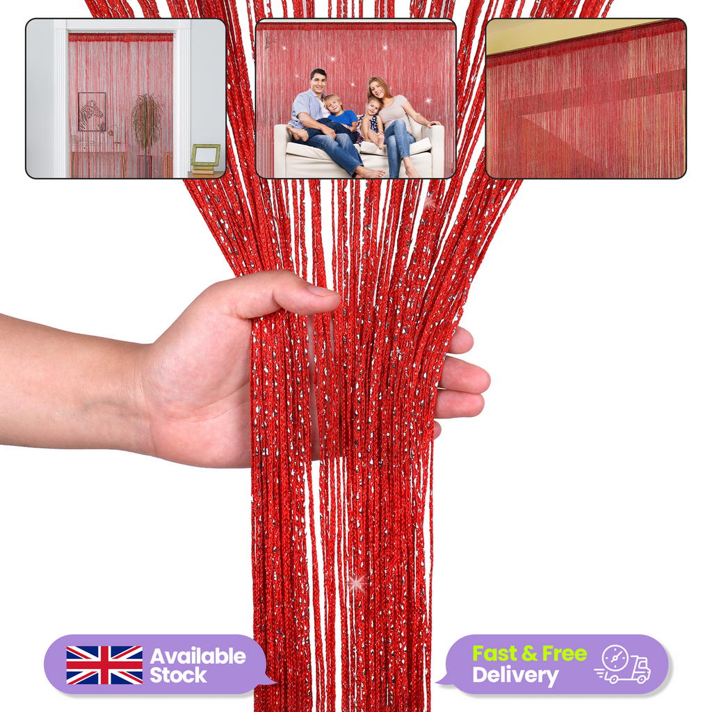 String Curtain Panel - Red