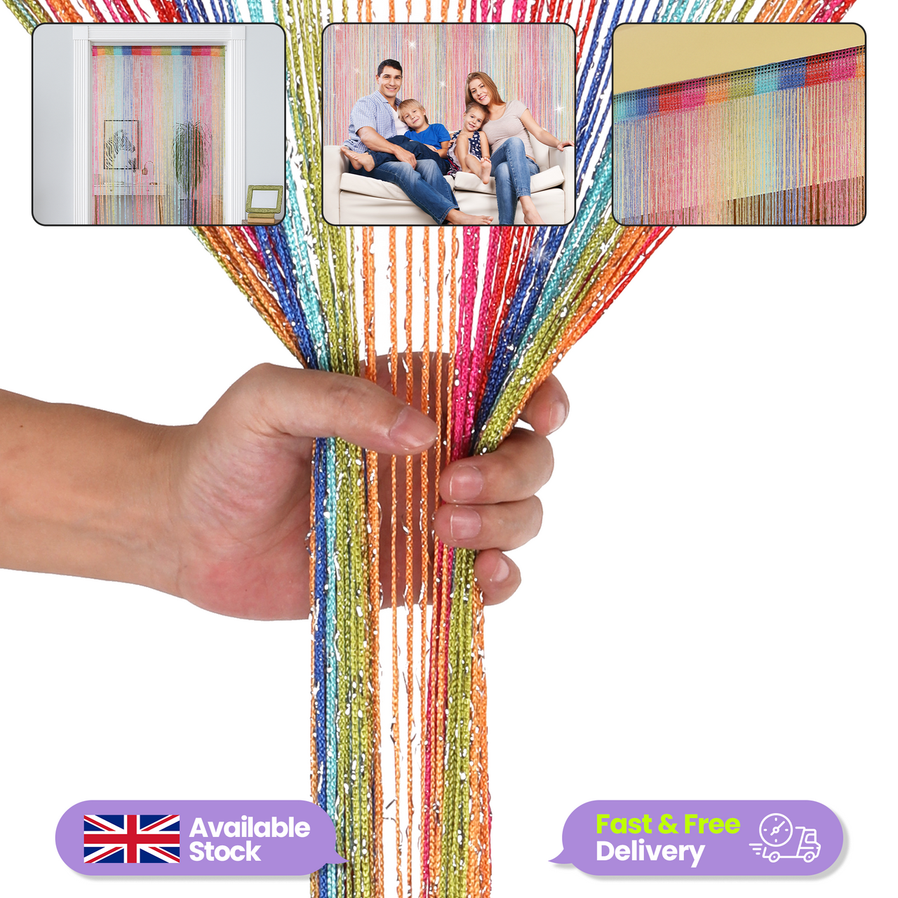 String Curtain Panel - Multicoloured