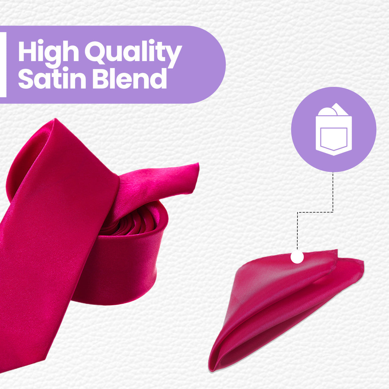 Hot Pink Tie and Handkerchief