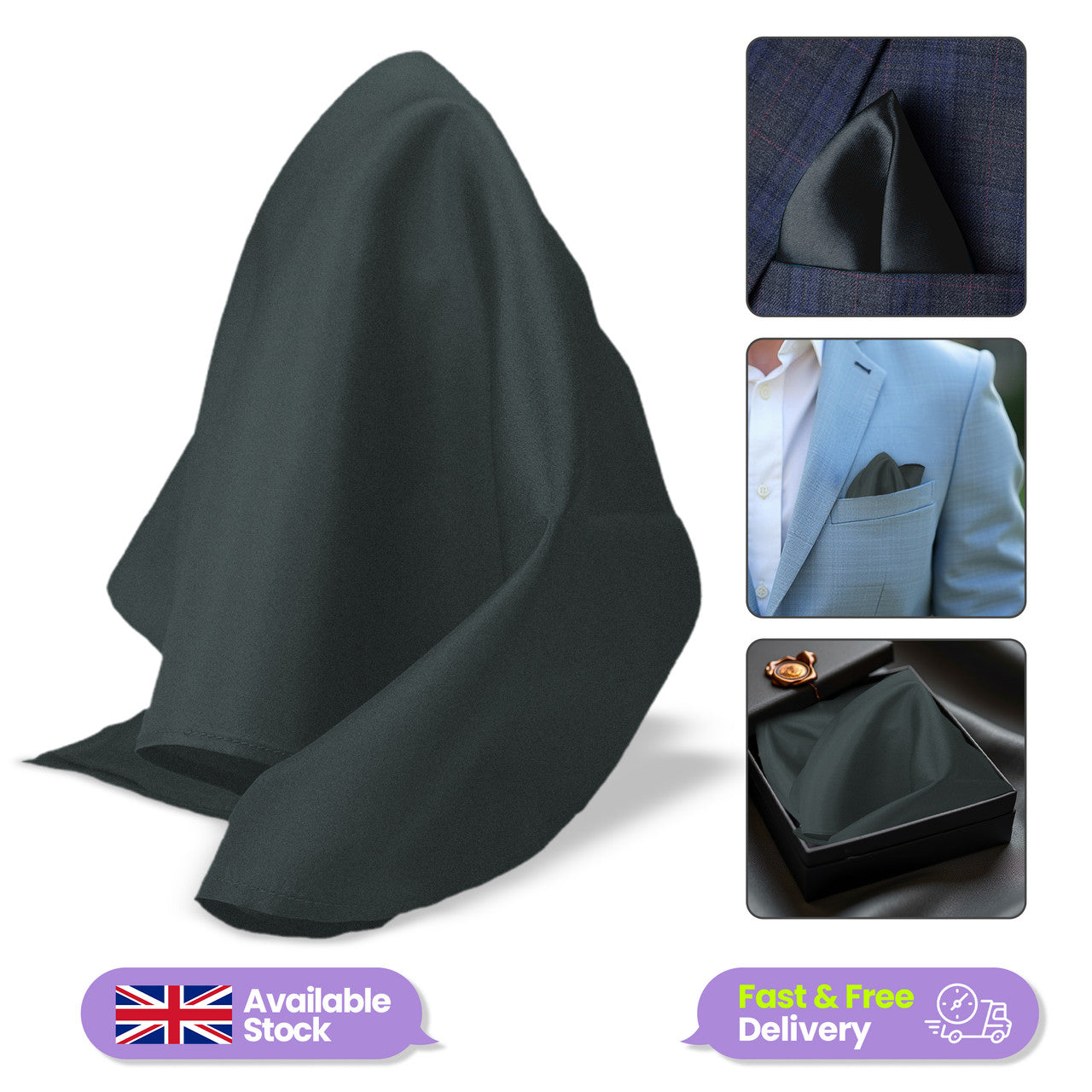 Pocket Square Handkerchief - Dark Grey