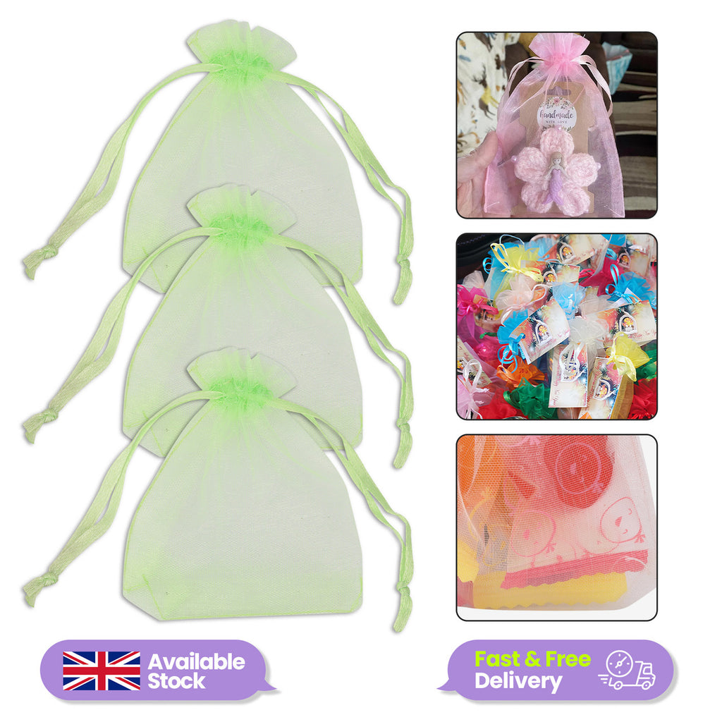 Organza Bags - 7cm x 9cm - 100pcs - Light Green