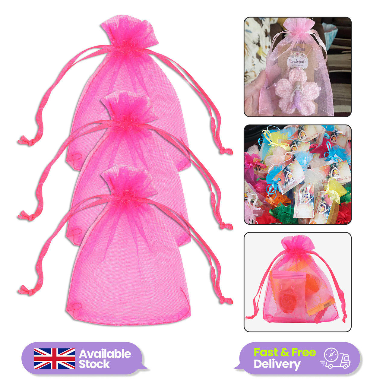 Organza Bags - 7cm x 9cm - 100pcs - Peach
