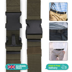 Webbing Canvas Belt with Plastic Clip Buckle - Green