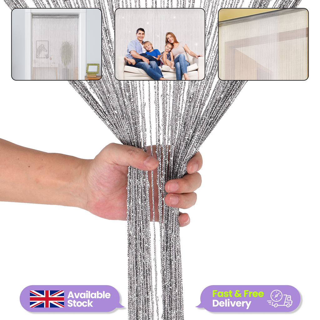 String Curtain Panel - Dark Silver