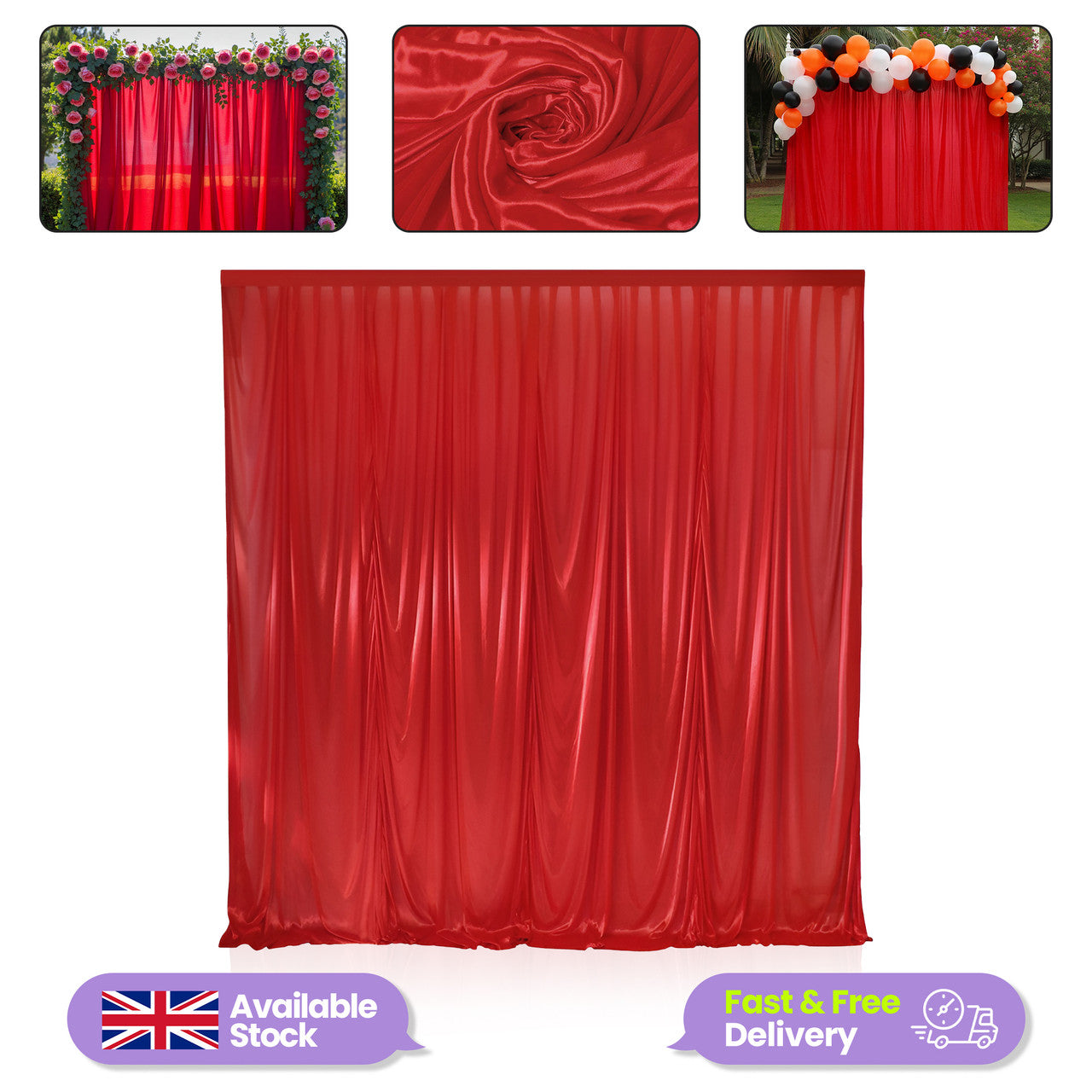 100GSM Ice Silk Photography Backdrop (No Swag) - Red