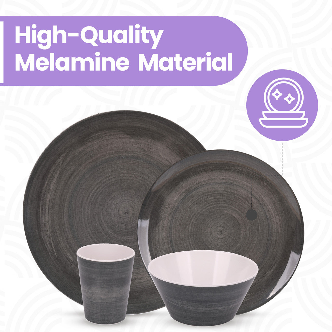 Grey Swirl Design Melamine BBQ and Party Set - 16pcs