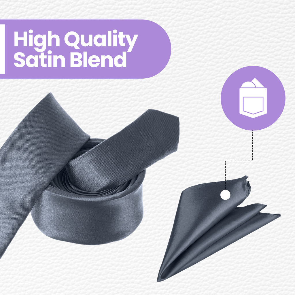 Light Grey Tie and Handkerchief