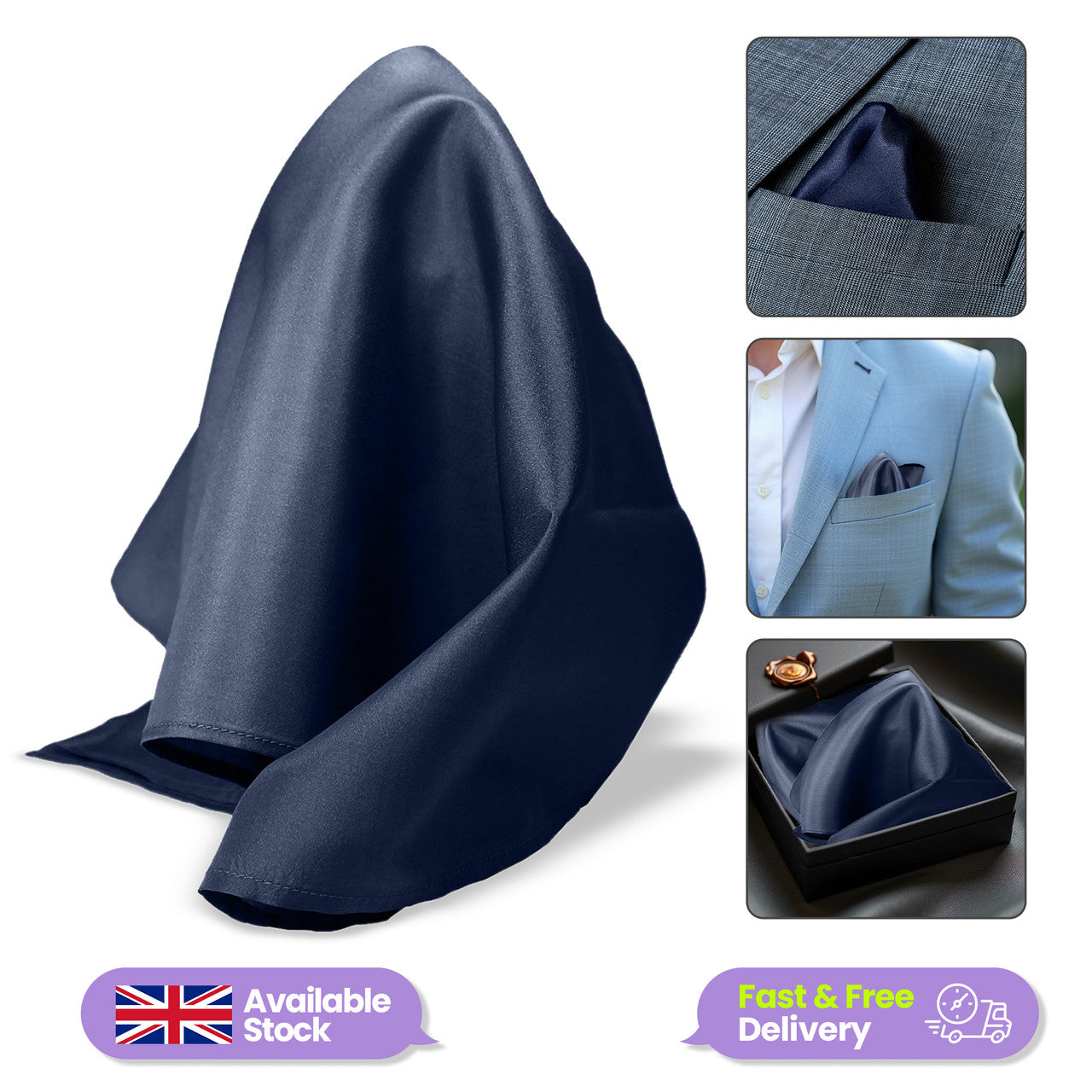 Pocket Square Handkerchief - Navy