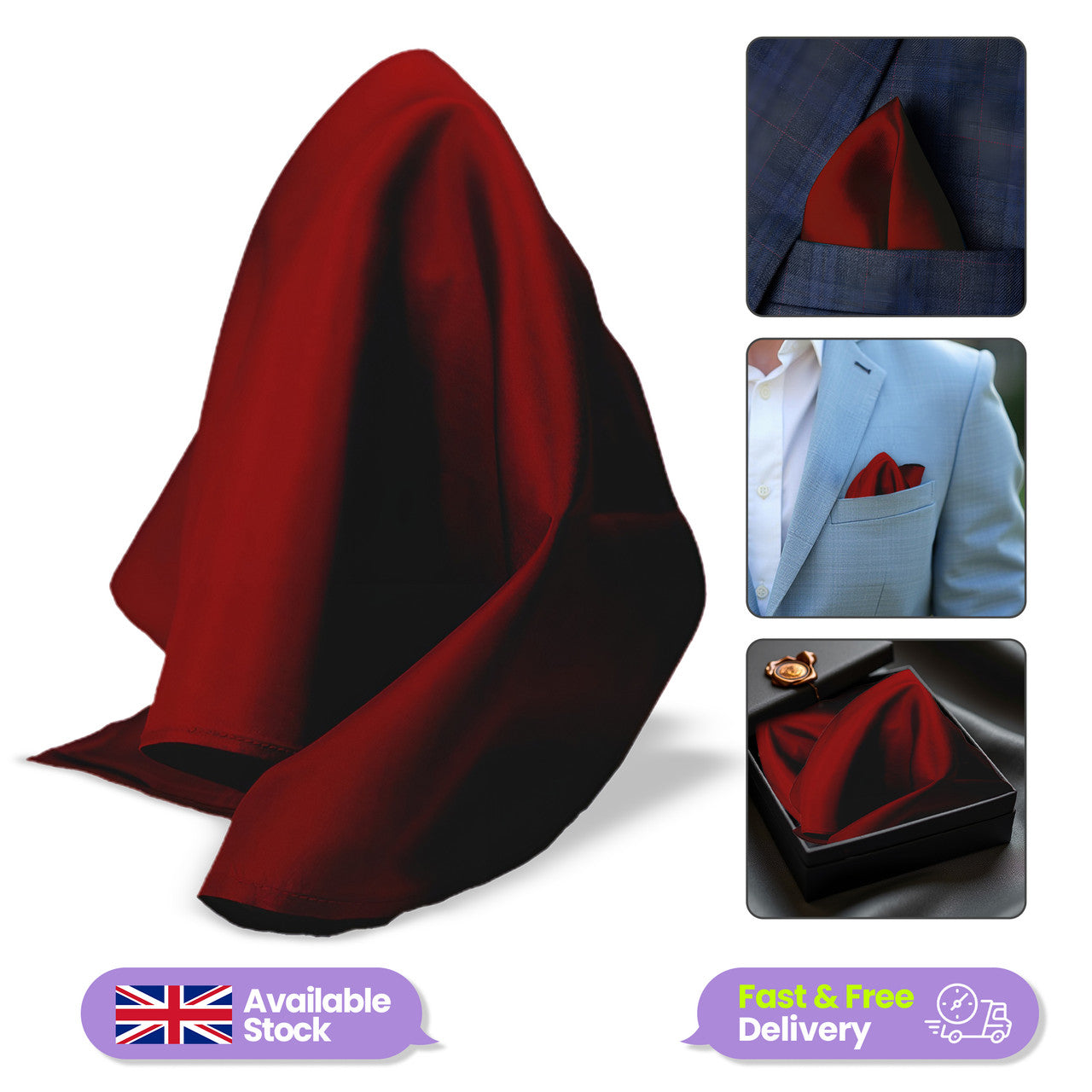 Pocket Square Handkerchief - Burgundy