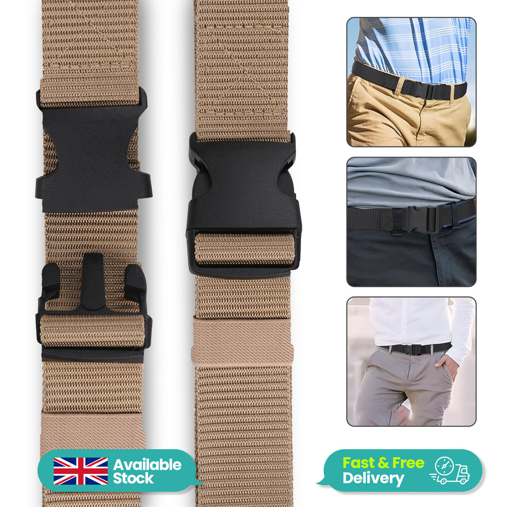 Webbing Canvas Belt with Plastic Clip Buckle - Ivory