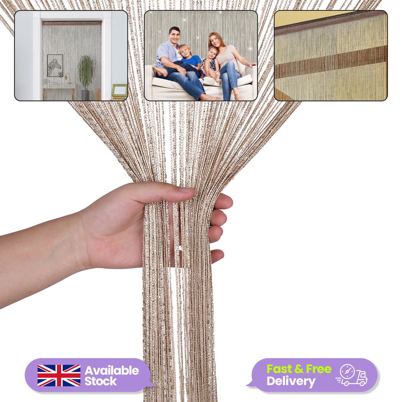 String Curtain Panel - Champagne