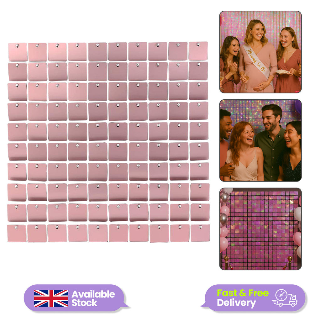 Square Sequin Wall Backdrop Panels - Matt Pink