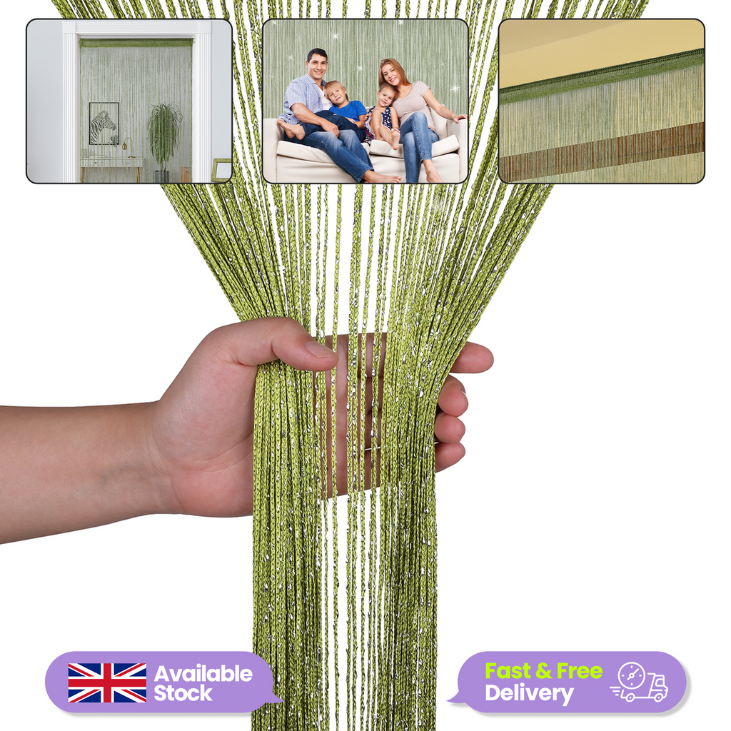 String Curtain Panel - Green