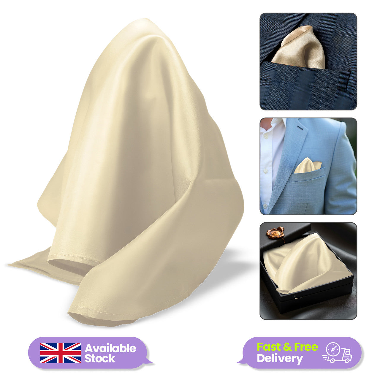 Pocket Square Handkerchief - Beige
