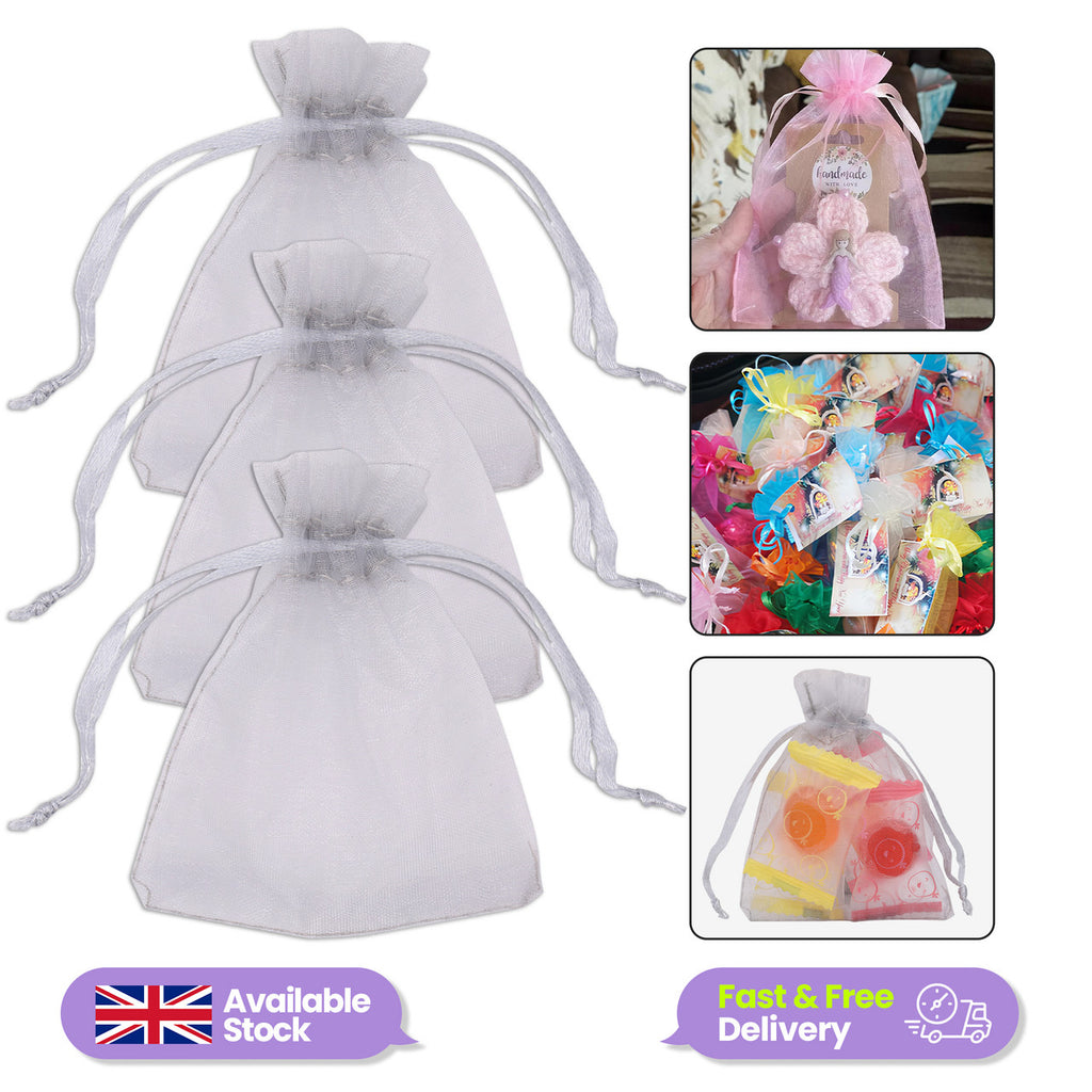 Organza Bags - 7cm x 9cm - 100pcs - Silver