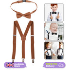 Kids Braces with Bow Tie - 25mm - Brown