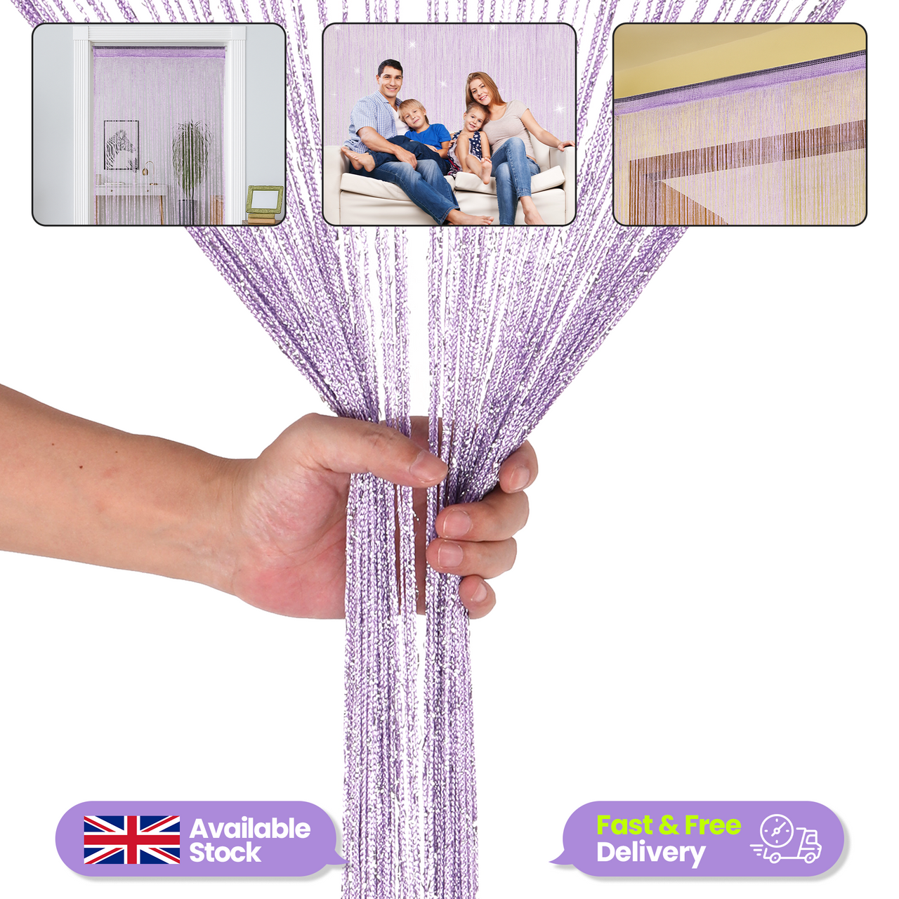 String Curtain Panel - Lilac