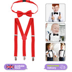 Kids Braces with Bow Tie - 25mm - Red