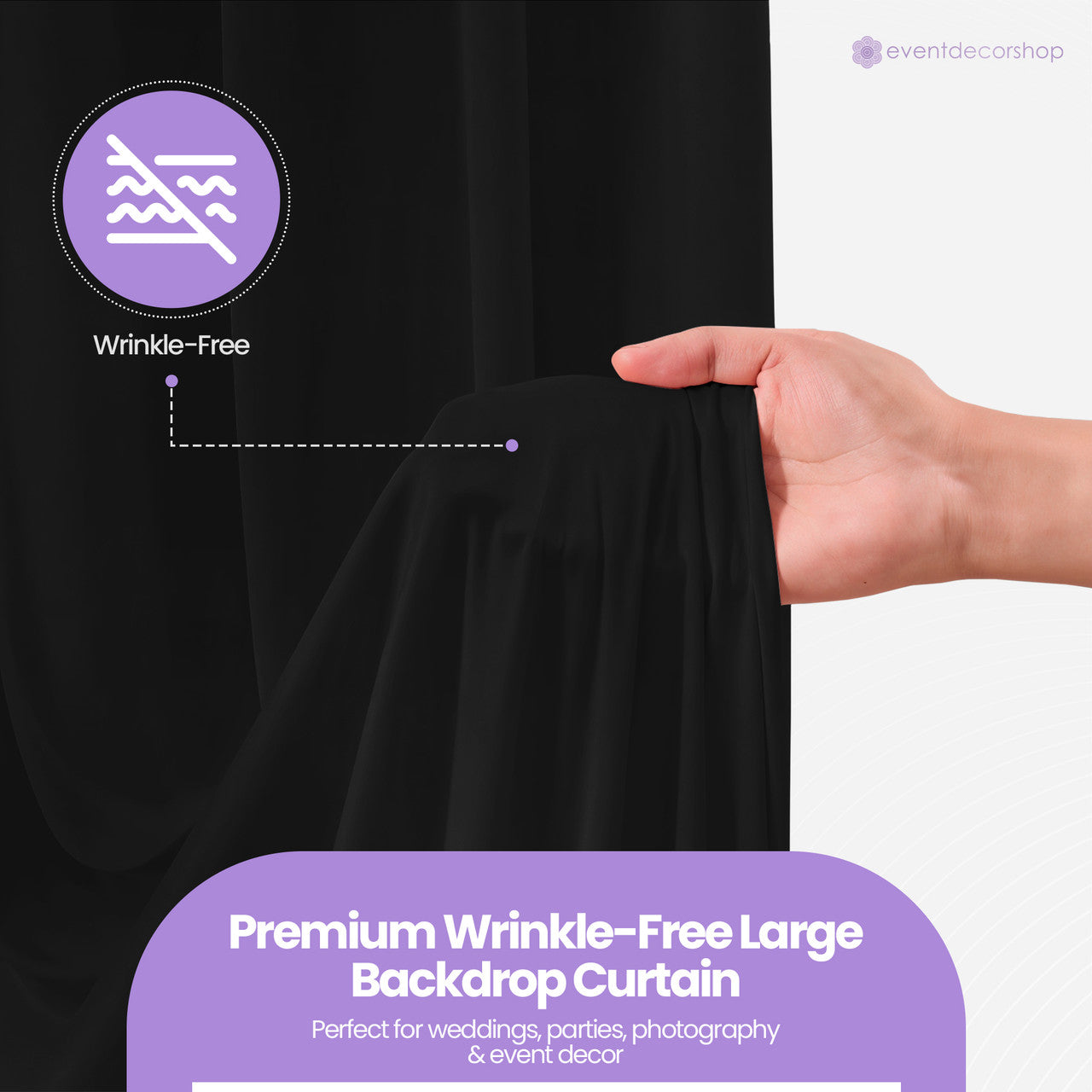 150GSM Ice Silk Photography Backdrop (No Swag) - Black