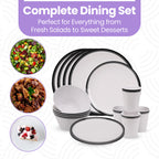 White and Black Design Melamine BBQ and Party Set - 16pcs