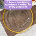 Round Charger Plate - Clear with Gold Trim x 6