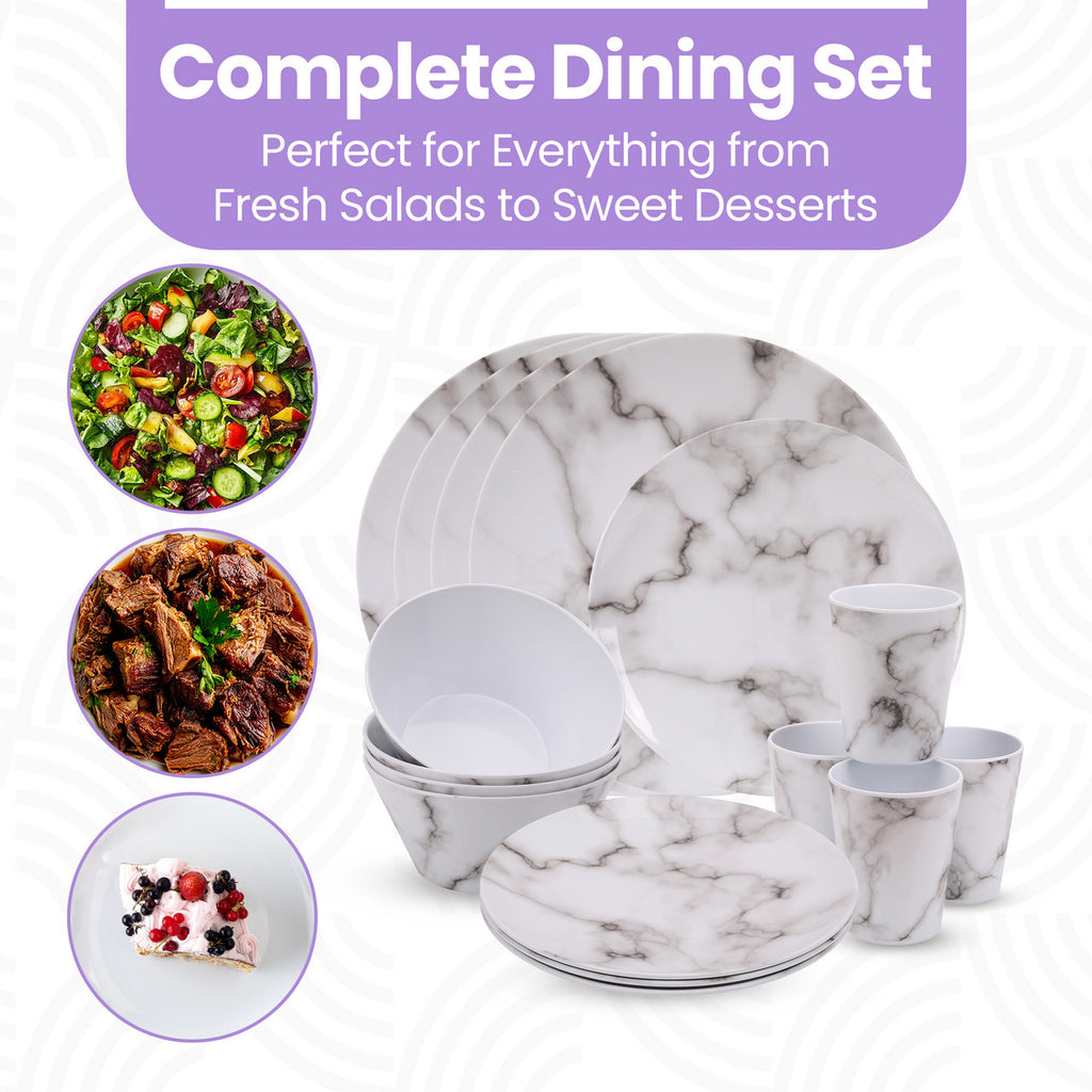 Marble Design Melamine BBQ and Party Set - 16pcs
