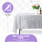 Sequin Rectangle Sparkly Tablecloth - Silver