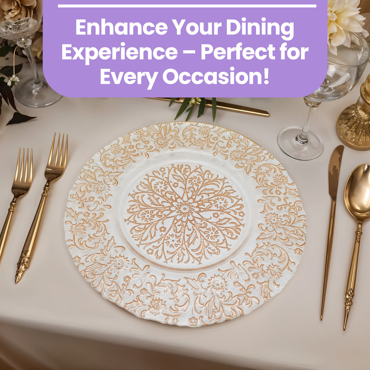 Round Charger Plate - Royal Rose Gold x 6