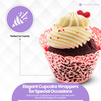 25x Laser Cut Cupcake Wrappers - Red
