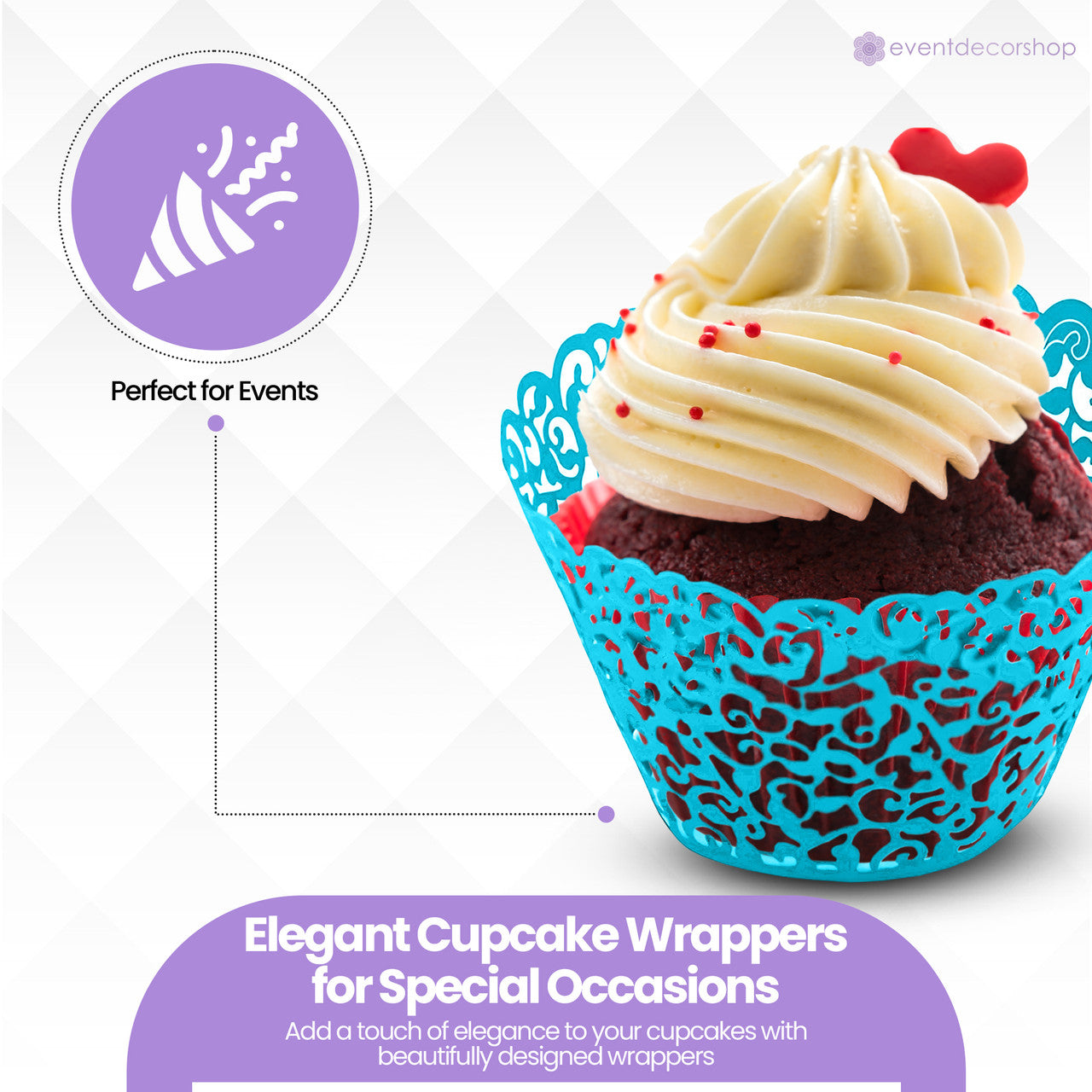 25x Laser Cut Cupcake Wrappers - Blue