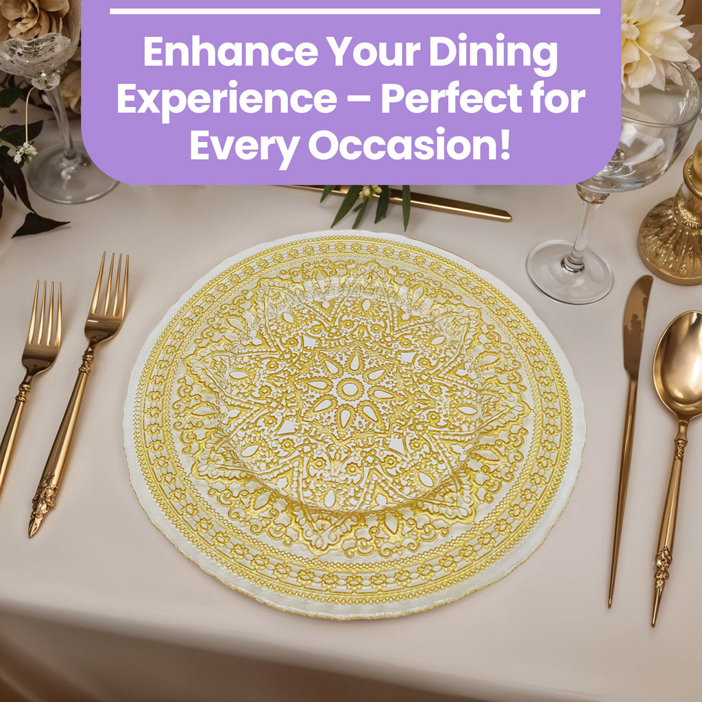 Round Charger Plate - Mandala Flower Gold x 6