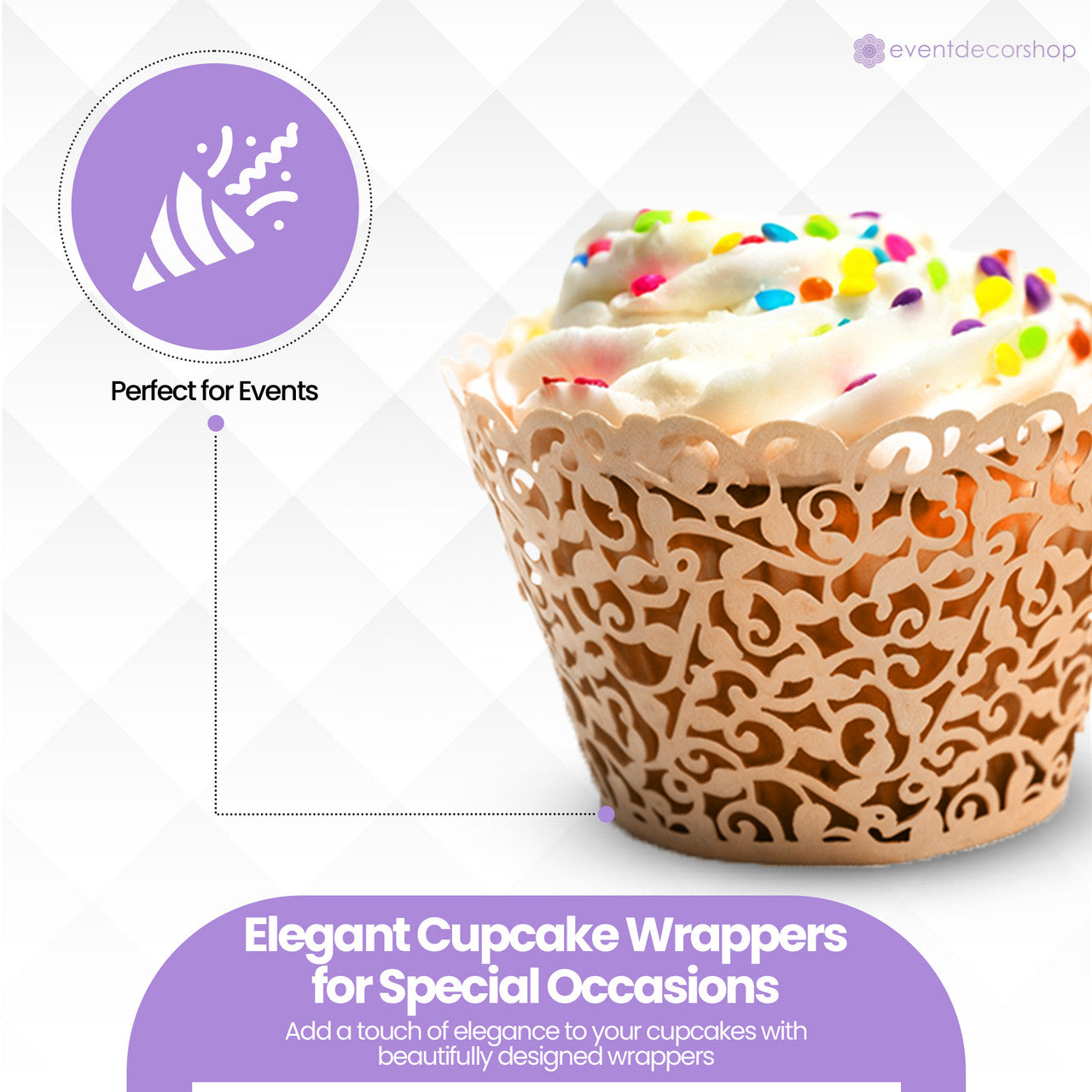 25x Laser Cut Cupcake Wrappers - Ivory