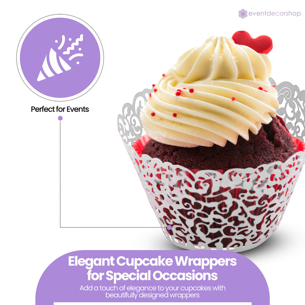 25x Laser Cut Cupcake Wrappers - White