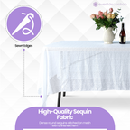 Sequin Rectangle Sparkly Tablecloth - White