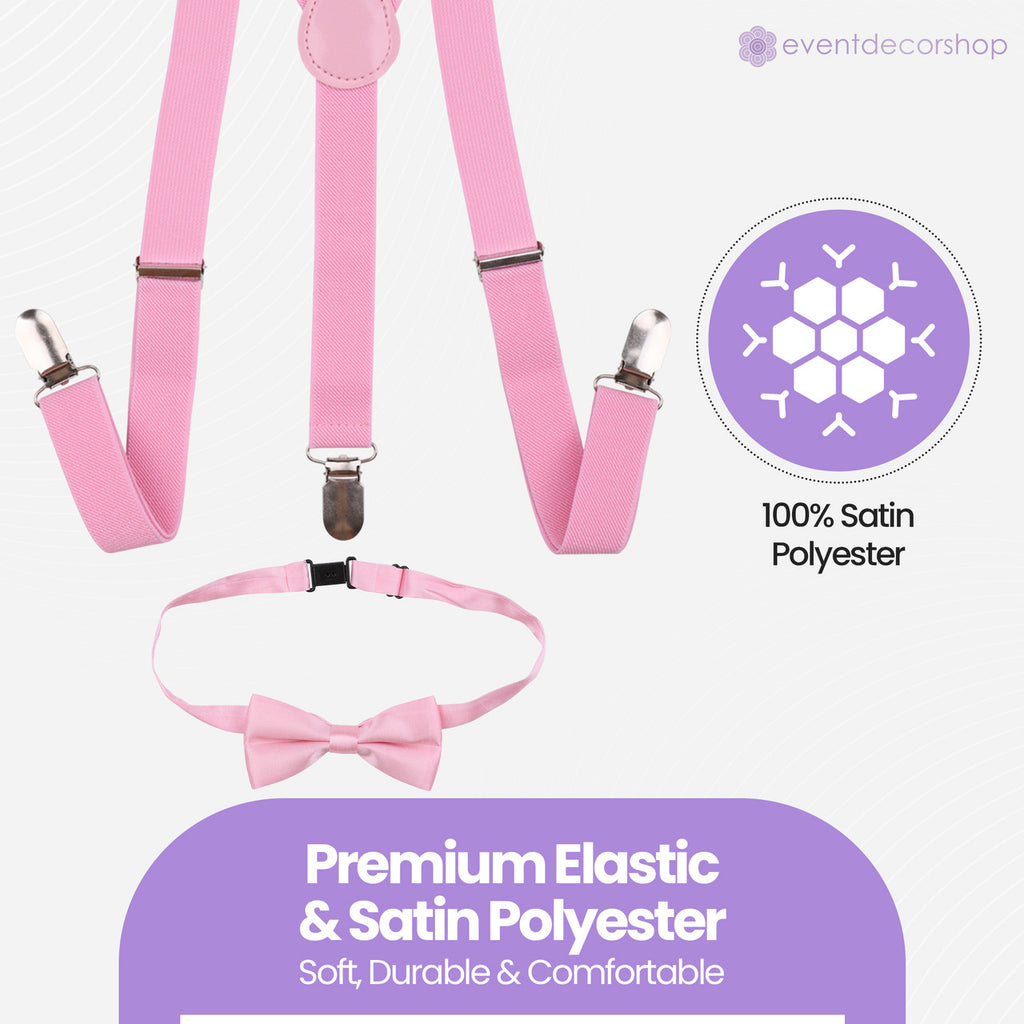 Kids Braces with Bow Tie - 25mm - Light Pink
